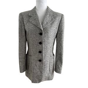 ESCADA Vintage Tweed/ Houndstooth Cashmere Wool Button Blazer I 38